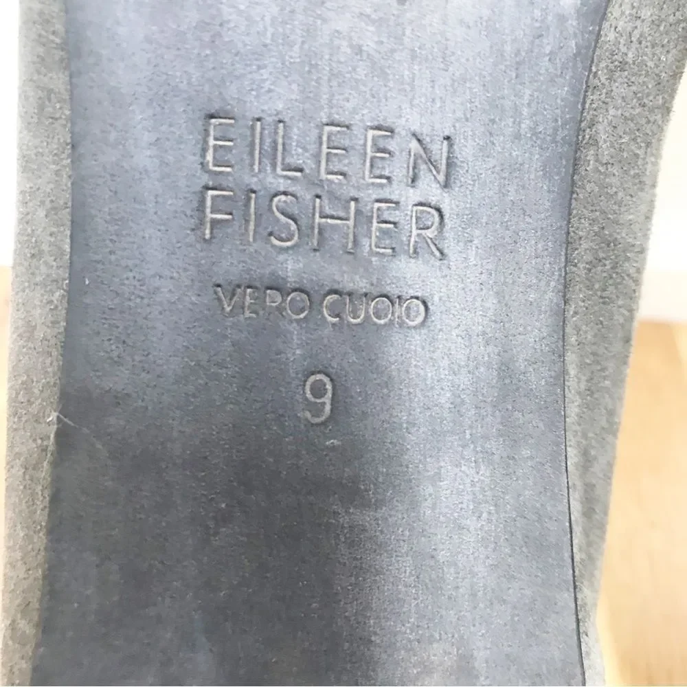 EILEEN FISHER Gray Suede Slip On Flats Shoes Loafers‎ Slippers Leather Size 9